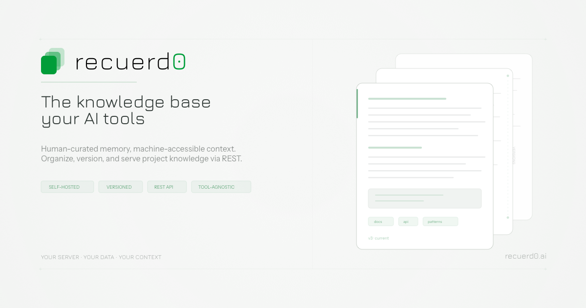 REST API Reference for Serving Memory to AI Tools — recuerd0